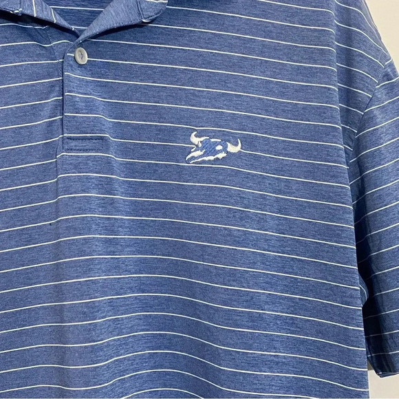 Peter Millar crown crafted  men’s blue striped golf polo preppy shirts size L - Picture 4 of 9